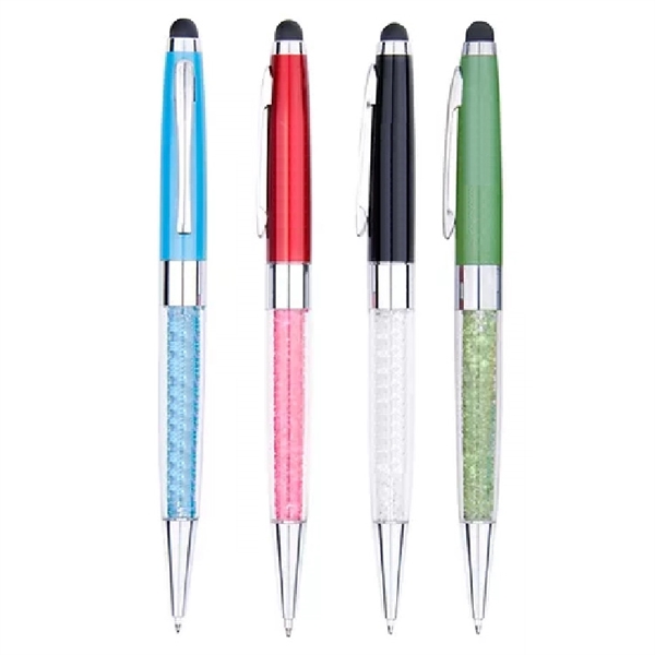 Twist action ballpoint pen with stylus, and colored metal ring with... from ASI 30112 ACE Products / Ace Line