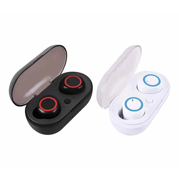 Wireless bluetooth earbuds with wireless charging case plus 1c1p silkscreen... from ASI 37218 Athena Promo (tm)
