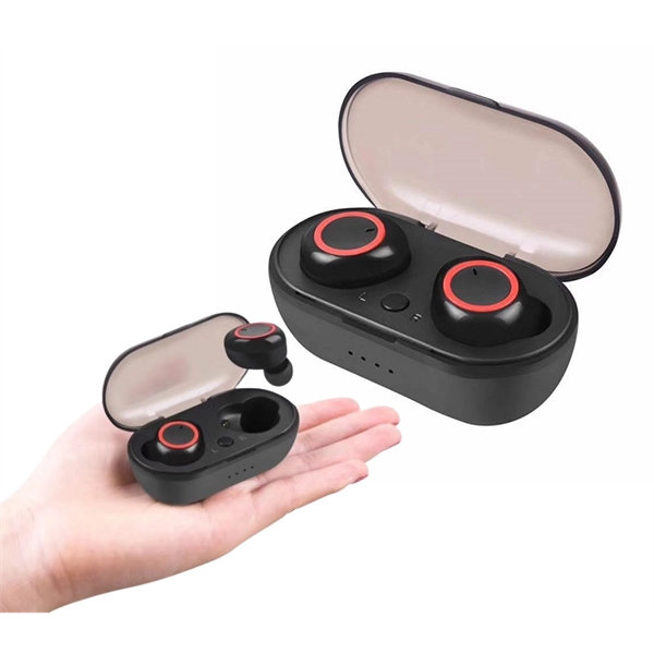 Wireless bluetooth earbuds with wireless charging case plus 1c1p silkscreen... from ASI 37218 Athena Promo (tm)