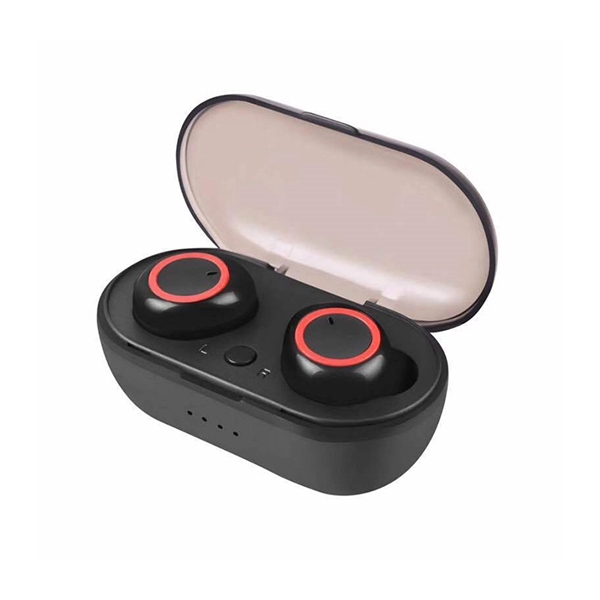 Wireless bluetooth earbuds with wireless charging case plus 1c1p silkscreen... from ASI 37218 Athena Promo (tm)