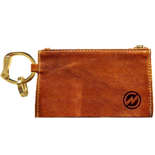 4 3/4" x 3 1/4" wallet with a keyring clasp and... from ASI 57653 Gold Bond