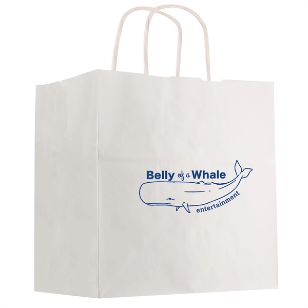 13" x 13" x 7" white Kraft paper shopping bag with... from ASI 61125 Hit Promotional Products / Hit®
