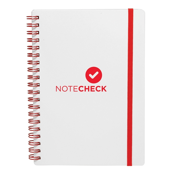 5" x 7" white 80-page spiral bound notebook with plastic cover... from ASI 62088 IDProductsource