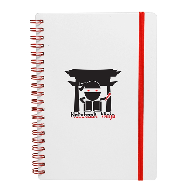 5" x 7" white 80-page spiral bound notebook with plastic cover... from ASI 62088 IDProductsource