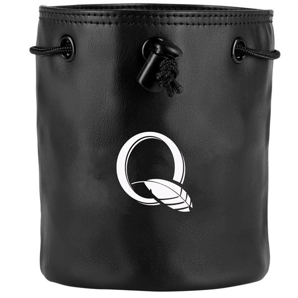 Valuables pouch/golf bag with leather construction and drawstring closure.... from ASI 57653 Gold Bond