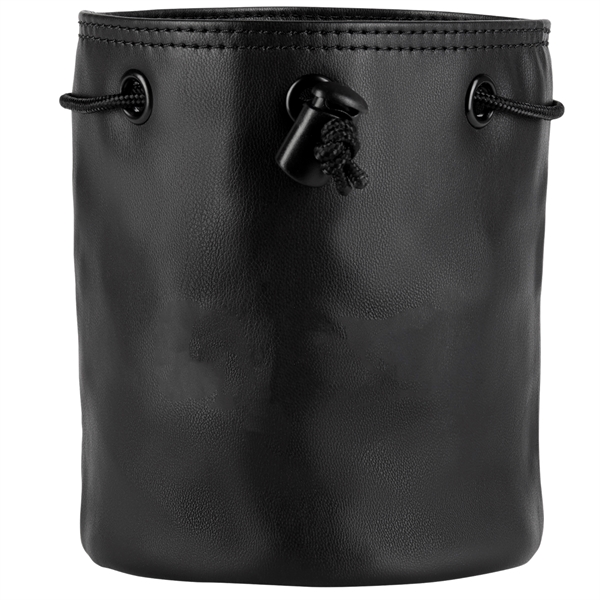 Valuables pouch/golf bag with leather construction and drawstring closure.... from ASI 57653 Gold Bond