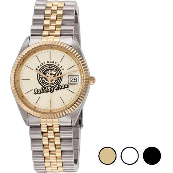 Watch made of gold-plated, two-tone stainless steel with gold tone bezel,... from ASI 86230 Selco