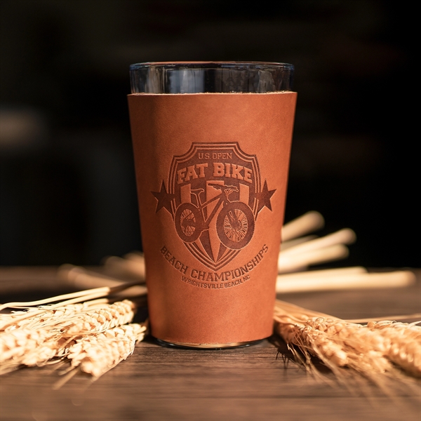 Genuine leather Single Stitch Pint Glass Holder box set with 16-oz... from ASI 75126 Oowee Products / OOWEE PRODUCTS