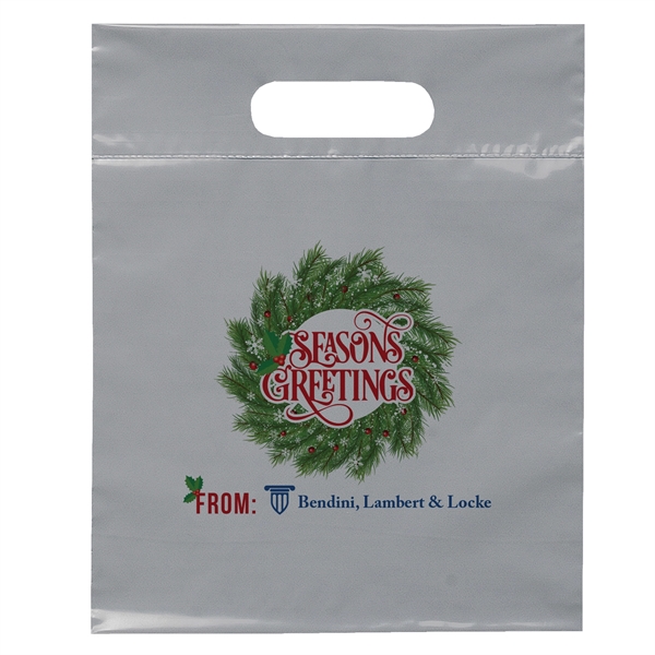 2.5 mil. low-density plastic bag with reinforced die cut handles.... from ASI 37940 Bag Makers Inc