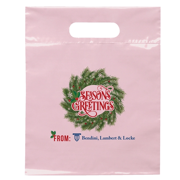 2.5 mil. low-density plastic bag with reinforced die cut handles.... from ASI 37940 Bag Makers Inc