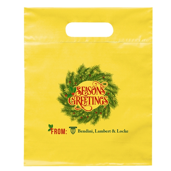 2.5 mil. low-density plastic bag with reinforced die cut handles.... from ASI 37940 Bag Makers Inc