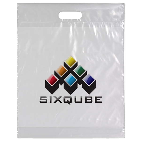 2.5 mil. low-density plastic bag with reinforced die cut handles.... from ASI 37940 Bag Makers Inc