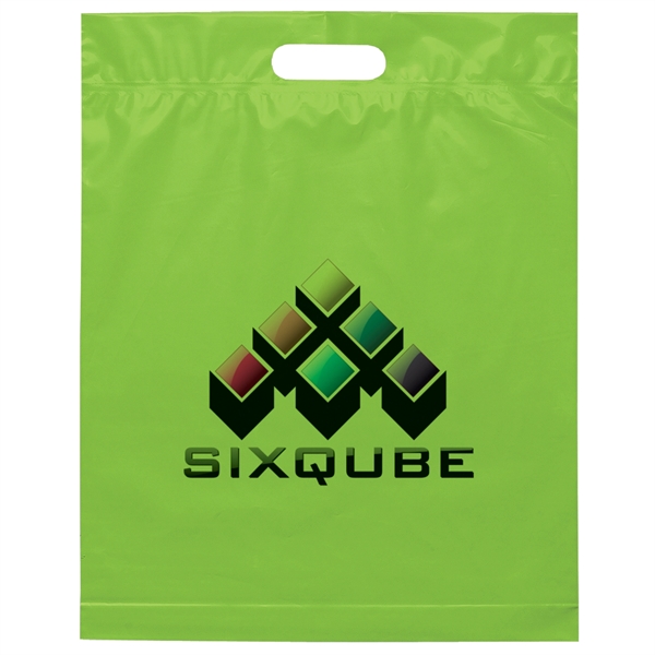 2.5 mil. low-density plastic bag with reinforced die cut handles.... from ASI 37940 Bag Makers Inc