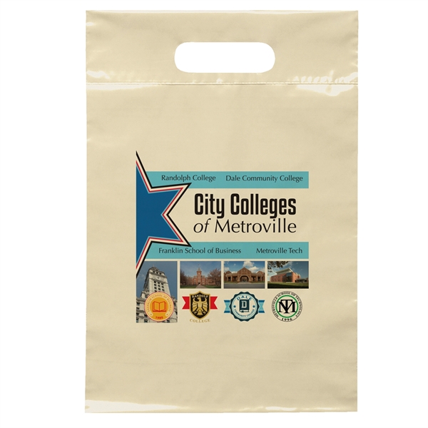 2.5 mil. low-density plastic bag with reinforced die cut handles.... from ASI 37940 Bag Makers Inc