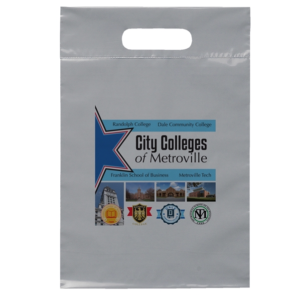 2.5 mil. low-density plastic bag with reinforced die cut handles.... from ASI 37940 Bag Makers Inc