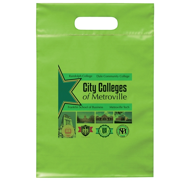 2.5 mil. low-density plastic bag with reinforced die cut handles.... from ASI 37940 Bag Makers Inc