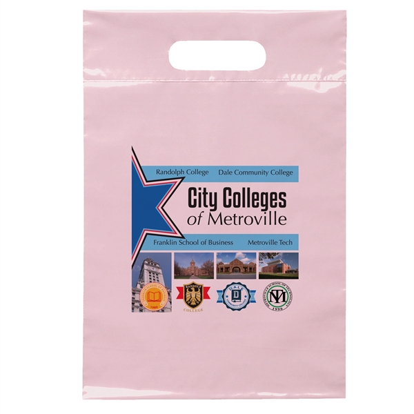 2.5 mil. low-density plastic bag with reinforced die cut handles.... from ASI 37940 Bag Makers Inc