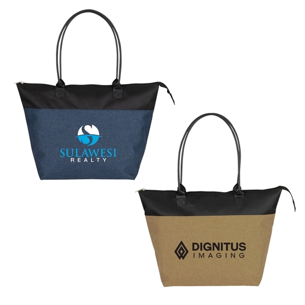6.75" x 13" x 12.5" two-toned polyester tote bag; includes 24"... from ASI 67866 Logomark/Valumark
