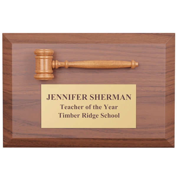 4" x 6" Gavel Plaque includes 3 1/2" petite style gavel... from ASI 56020 The Gavel Company / The Gavel Company