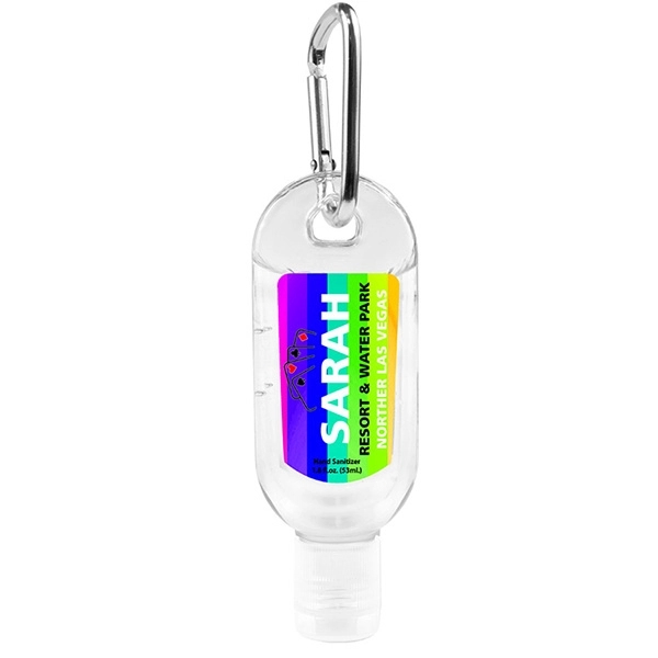 Bottle of 1.8 oz. citrus scented antibacterial sanitizer gel with carabiner... from ASI 62660 Innovation Line