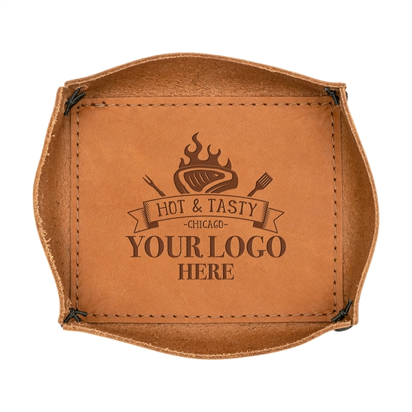 100% Genuine Leather Small Desk Tray with reenforced bottom and sewn... from ASI 75126 Oowee Products