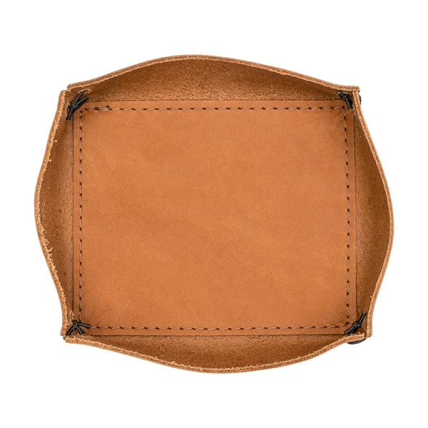 100% Genuine Leather Small Desk Tray with reenforced bottom and sewn... from ASI 75126 Oowee Products