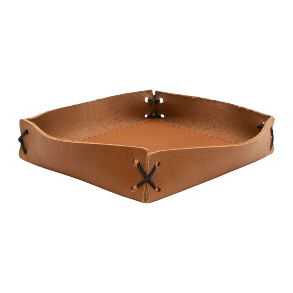 100% Genuine Leather Small Desk Tray with reenforced bottom and sewn... from ASI 75126 Oowee Products