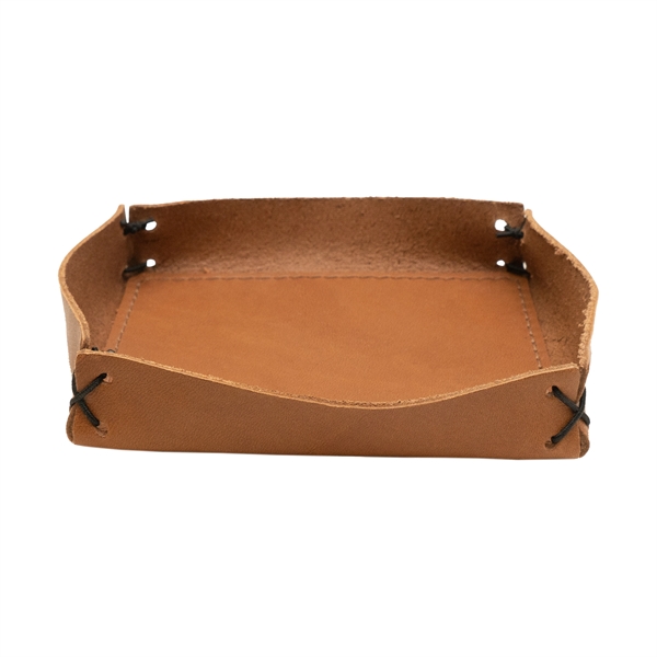100% Genuine Leather Small Desk Tray with reenforced bottom and sewn... from ASI 75126 Oowee Products