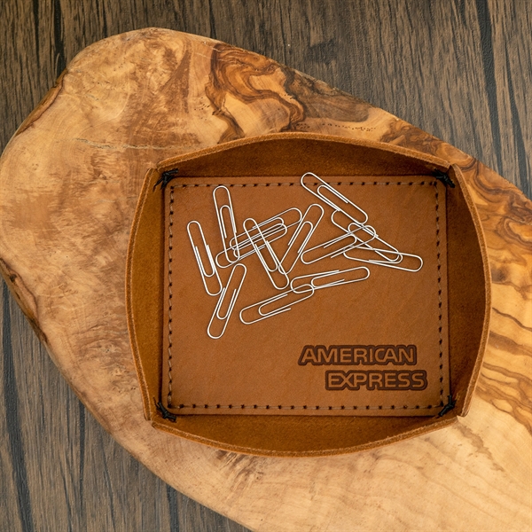 100% Genuine Leather Small Desk Tray with reenforced bottom and sewn... from ASI 75126 Oowee Products