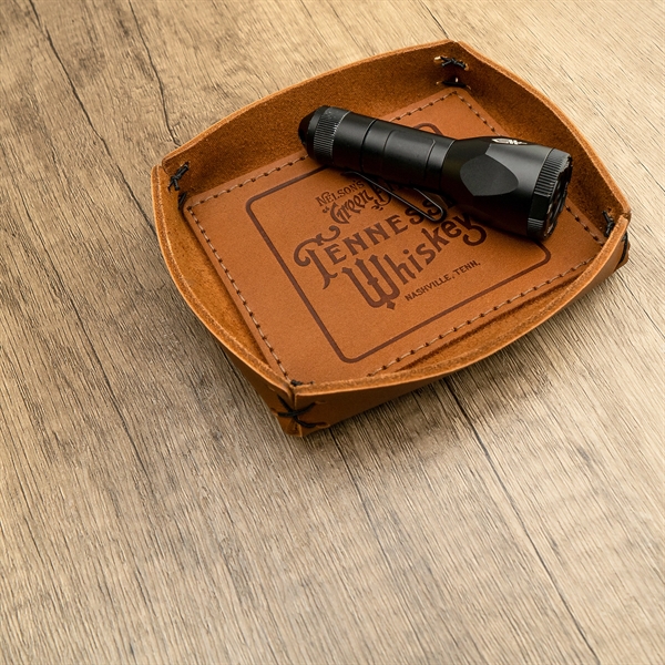 100% Genuine Leather Small Desk Tray with reenforced bottom and sewn... from ASI 75126 Oowee Products