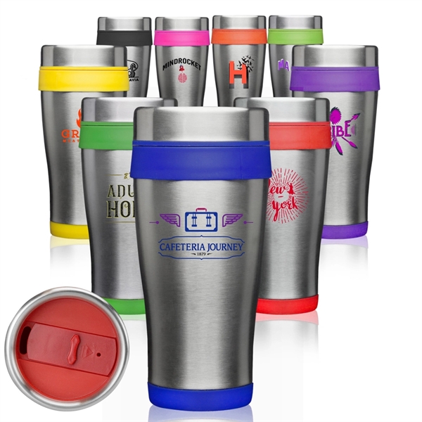 16 oz. stainless steel travel mug with double-wall thermal plastic insulation,... from ASI 39552 BEL Promo