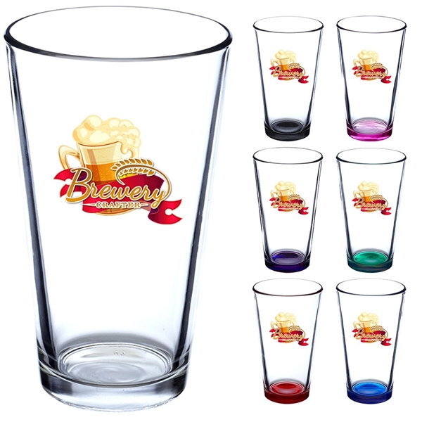 Clear 16 oz. pint glass with thick wall and colored bottom... from ASI 39552 BEL Promo