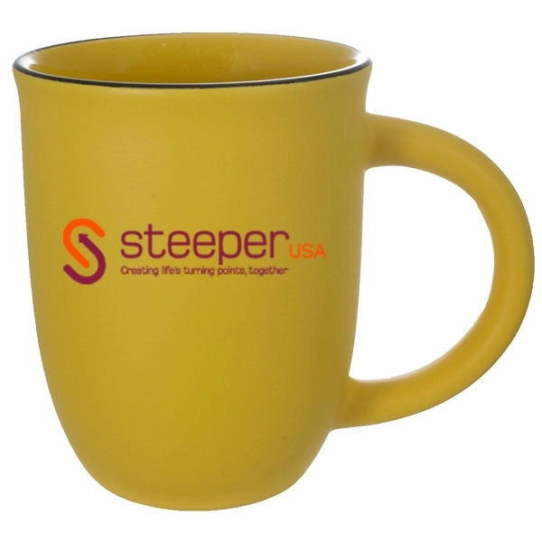 14 oz. yellow matte satin mug made of ceramic with handle... from ASI 46573 Cooper & Clement Inc