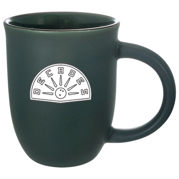 14 oz. green matte satin mug made of ceramic with handle... from ASI 46573 Cooper & Clement Inc