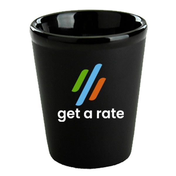 1.5 oz. ceramic shot glass with a black interior and black... from ASI 46573 Cooper & Clement Inc