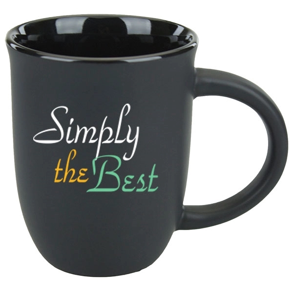 14 oz. black matte satin mug made of ceramic with handle... from ASI 46573 Cooper & Clement Inc