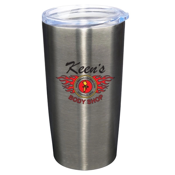 20 oz. vacuum insulated stainless steel travel mug with a clear... from ASI 46573 Cooper & Clement Inc