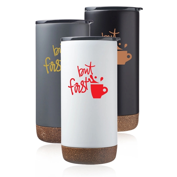 16 ounce stainless steel travel tumbler with cork bottom, powder finish... from ASI 39552 BEL Promo