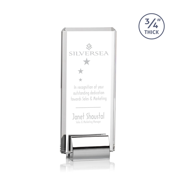 Starfire crystal rectangular award with beveled edges on a chrome base.... from ASI 84592 St Regis Group / St Regis