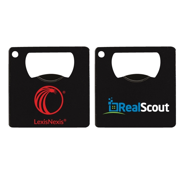 Credit card sized bottle opener made of stainless steel with a... from ASI 57655 STOPNGO Line