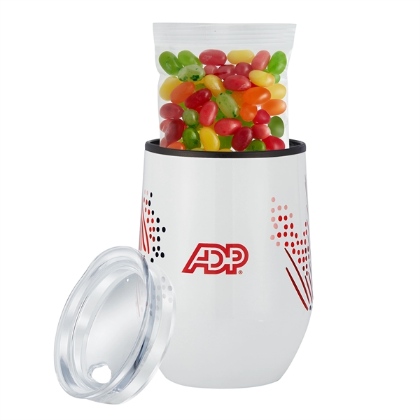 12 oz. Stemless Wine Tumbler Gift Sets Filled with Jelly BellyA®... from ASI 71685 Midnite Snax®
