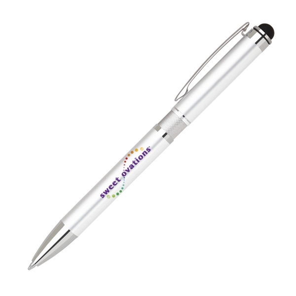 Click action aluminum anodized ballpoint pen in smooth silver color and... from ASI 68190 Lungsal / Lungsal