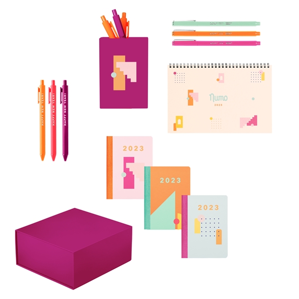 New Years kit includes a desk calendar, set of notebooks, pen... from ASI 74710 Numo