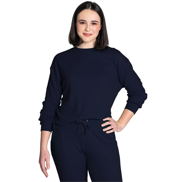 Made from cozy waffle knit, our unisex Waffle Crew Neck Sweatshirt... from ASI 44620 Charles River Apparel