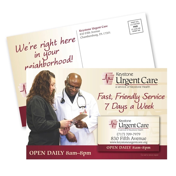 Economy laminated postcard with sealed business card magnet.... from ASI 68507 The Magnet Group / Magnet LLC™