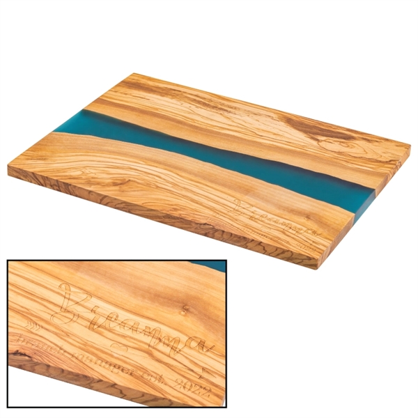 Handcrafted olive wood and contrasting blue resin serving and cutting board.... from ASI 57655 STOPNGO Line