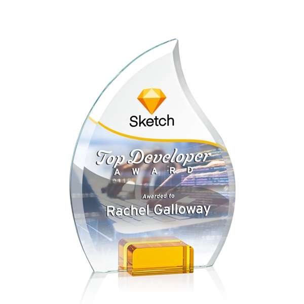 Unique flame shaped award with starfire optical crystal base.... from ASI 84592 St Regis Group / St Regis