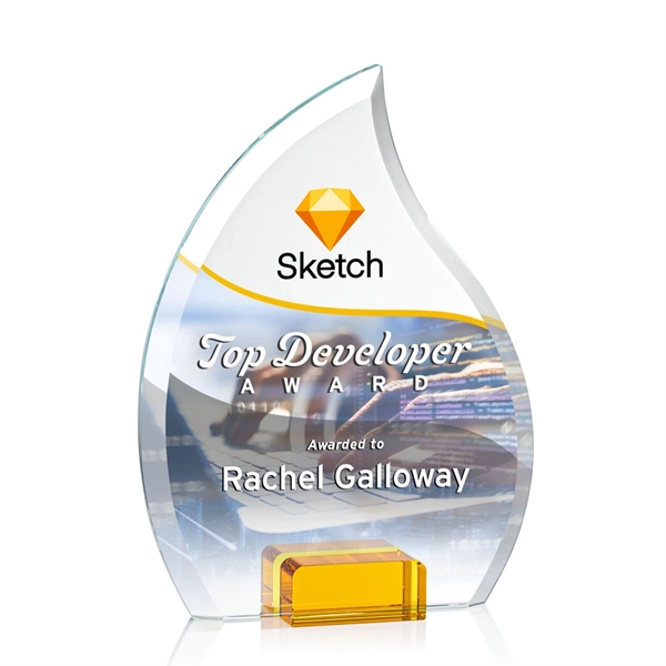 Unique flame shaped award with starfire optical crystal base.... from ASI 84592 St Regis Group / St Regis