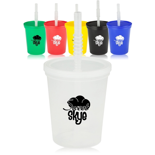 BPA free 16 oz. plastic stadium cup with lid and straw... from ASI 39552 BEL Promo
