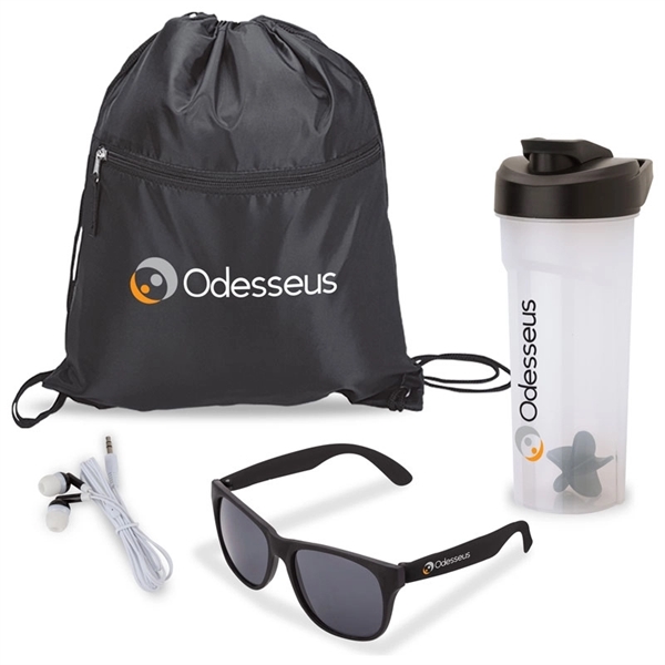 Four-piece gift set with 28 oz. PP shaker cup, UV400 sunglasses,... from ASI 67866 Logomark/Valumark